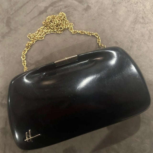 1940s Art Deco Black Bakelite and Brass Italian Evening Bag For Sale - Image 13 of 15