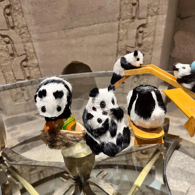 Mid-Century Modern Vintage Panda Mom and Cubs Toy Set With Slide, Mid-Century Modern For Sale - Image 3 of 12