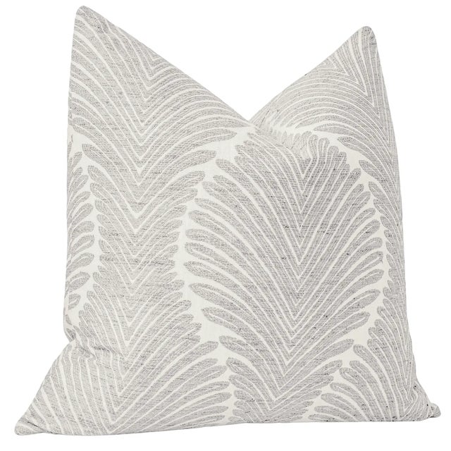 Contemporary 20" Dove Grey Musgrove Chenille Pillows - A Pair For Sale - Image 3 of 4
