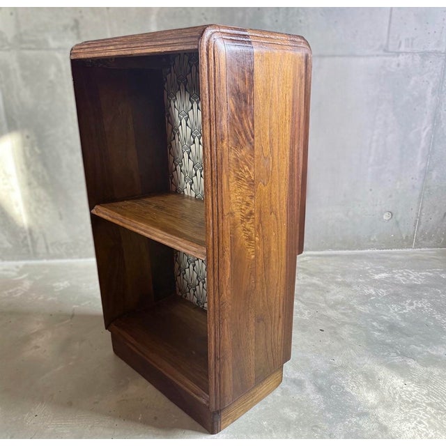 Art Deco Solid Walnut Low Bookcase Nightstand / Side Table, Restored Antique For Sale - Image 9 of 10