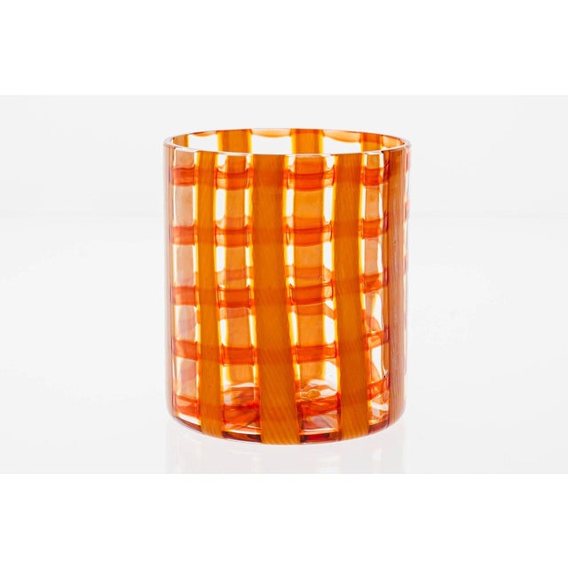 Burnt Orange & White Zanfirico Murano Glasses from Cenedese, Set of 6 For Sale - Image 15 of 18