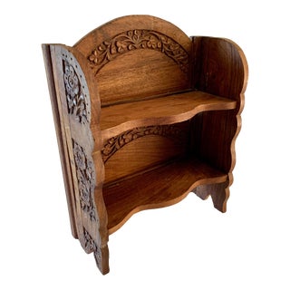 Carved Wood Folding Display Shelf For Sale