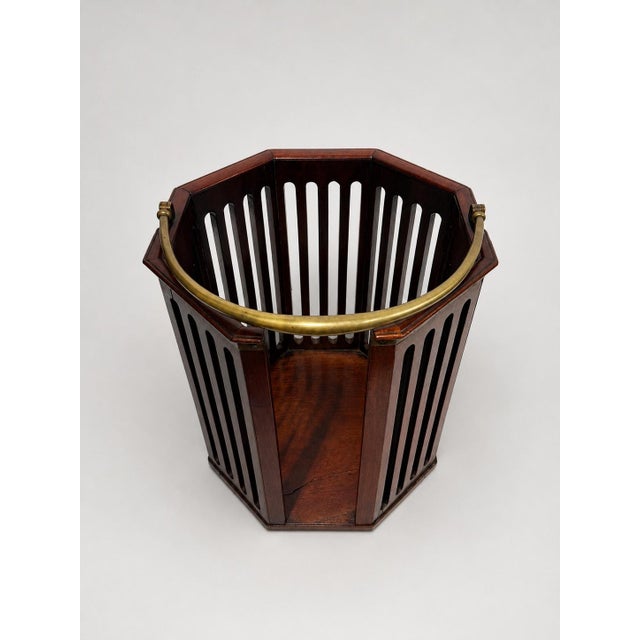 English Georgian Mahogany and Brass Slatted Plate Bucket For Sale In Providence - Image 6 of 8