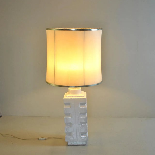 White Ceramic Table Lamp, 1960s For Sale - Image 6 of 12