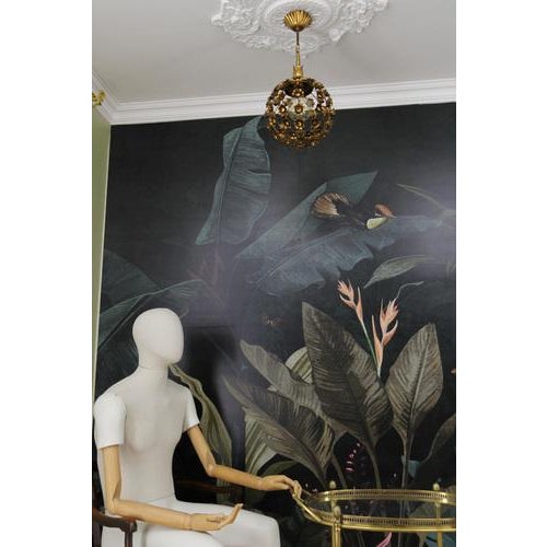 Hollywood Regency Style Gilt Metal Floral Sphere Pendant Light, Italy, 1970s For Sale - Image 11 of 18