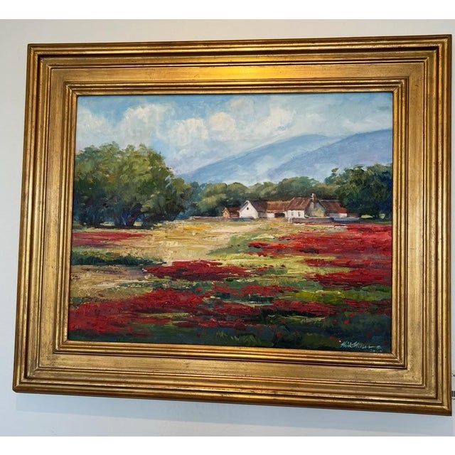 Kirk Miller Countryside Farm Plein Air Impressionism: Framed “Countryside Farm” is A beautiful landscape showing summer...