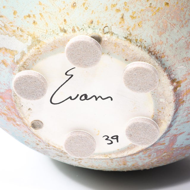 Mid-Century Glazed Gray & Violet Textural Ceramic Vase Signed Tony Evans For Sale - Image 18 of 18