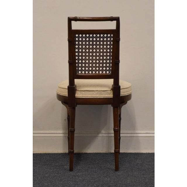 Hickory Furniture Asian Inspired Faux Bamboo Cane Back Side Chair W. Round Seat For Sale In Kansas City - Image 6 of 9