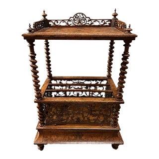 Antique Victorian Burr Walnut English Canterbury Magazine Rack For Sale