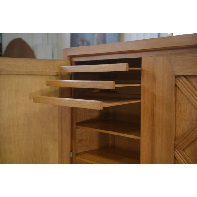 Light Oak Wardrobe with Geometric Lattice Pattern, 1940s For Sale - Image 3 of 15