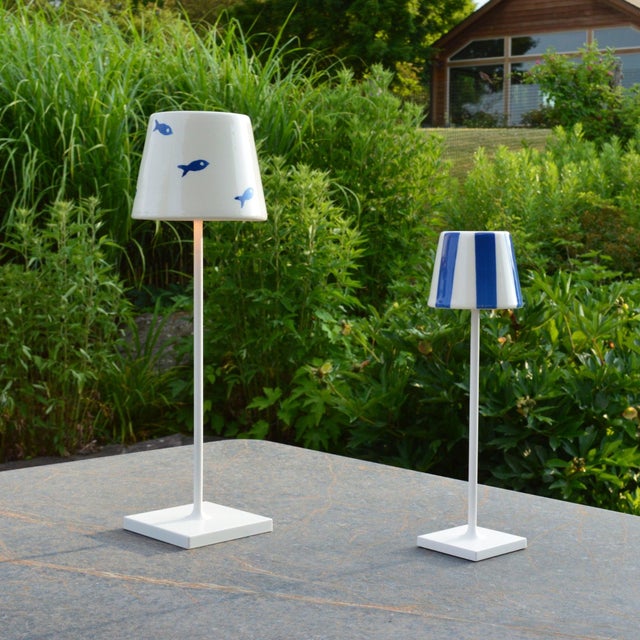 Zafferano Ceramic Light Blue Striped Shade for Poldina Micro Lido Lamp For Sale - Image 4 of 6