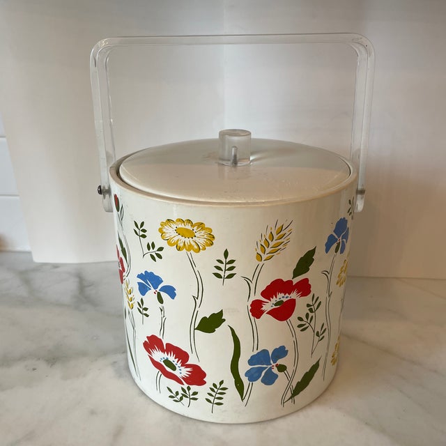 1970s Botanical Ice Bucket With Lucite Handle For Sale - Image 13 of 13