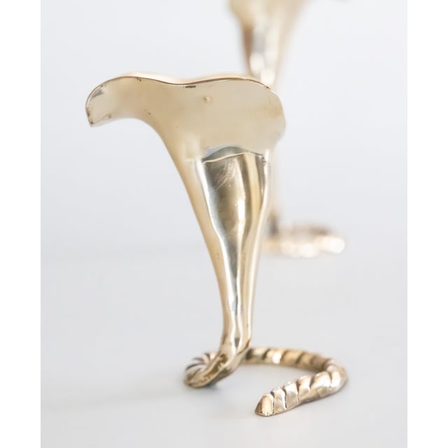 Mid 20th Century Mid-Century Polished Brass Calla Lily Candlesticks Candle Holders - A Pair For Sale - Image 5 of 8