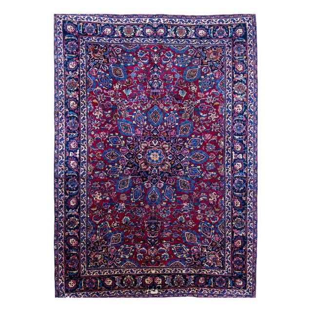 Hand-Knotted Sabzevar Rug in Wool For Sale