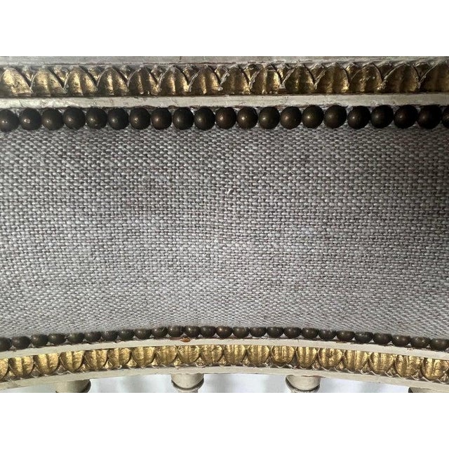 Neoclassical Pair of Italian Neoclassical Style Painted & Parcel Gilt Armchairs C. 1900's For Sale - Image 3 of 15