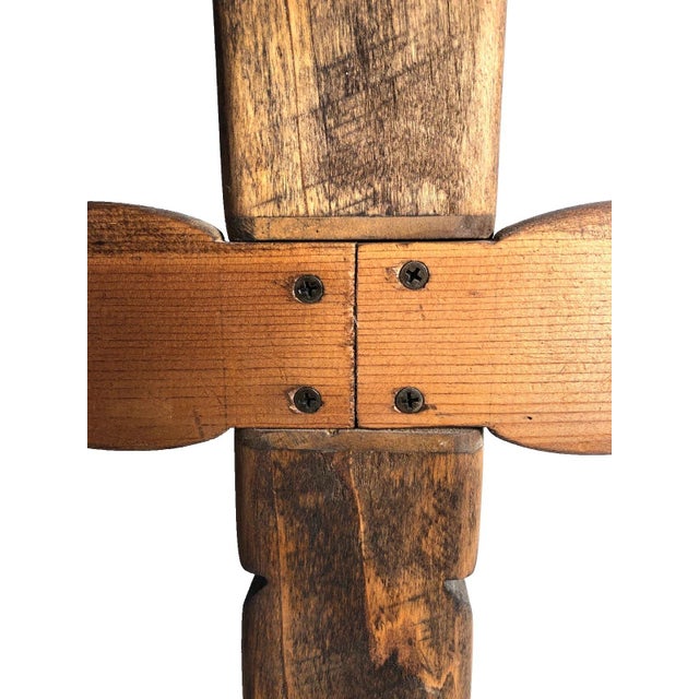 Tlinget Totem Pole Pacific Northwest Eagle Bear W Fish Hand Carved Cedar 17.75" For Sale - Image 11 of 13