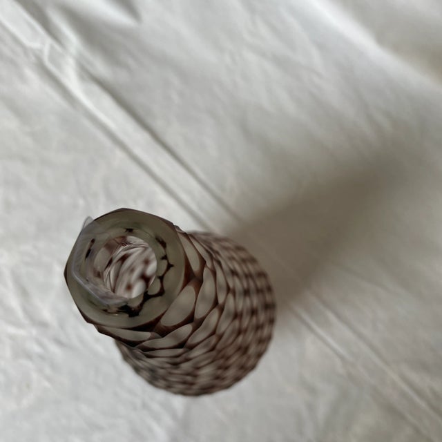 Eggplant Italian Hand Blown Murano Glass Vase in Eggplant Color Signed by Artist For Sale - Image 8 of 13