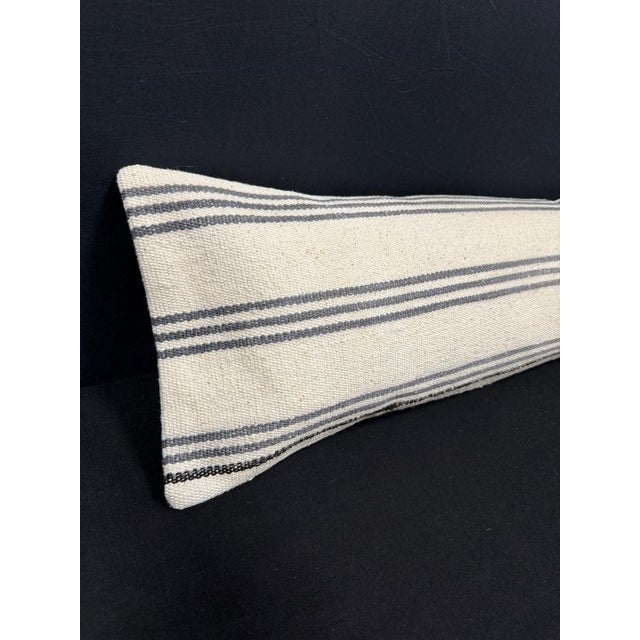 Turkish Hemp Pillow Cushion Natural Beige Gray Cushion Cover 12x46 #30304 Enhance your home decor with our Kilim Pillow...