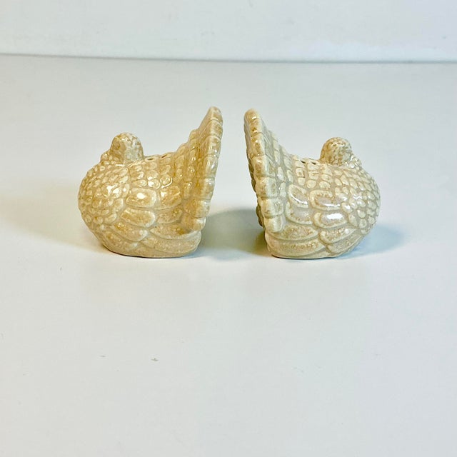 1970s Vintage Boho Chic Americana Ceramic Trompe L’Oeil Turkey Salt and Pepper Shakers - A Pair For Sale - Image 11 of 11
