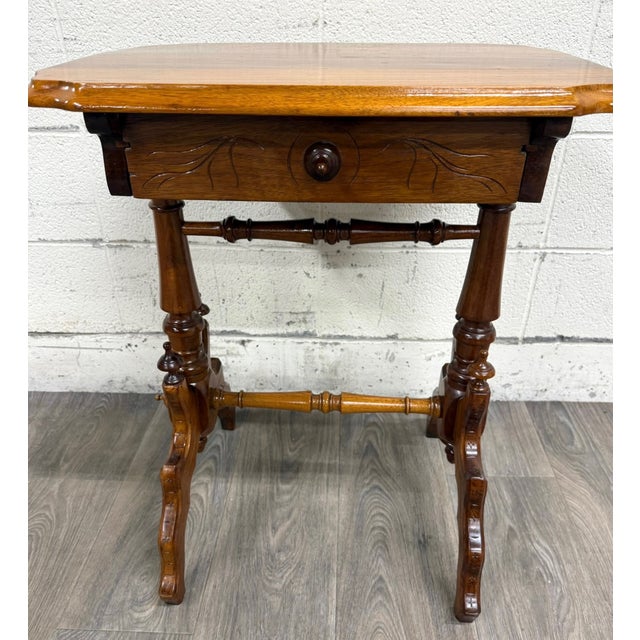Antique Victorian Eastlake Aesthetic Movement Walnut Side Table Parlor Table For Sale - Image 9 of 10