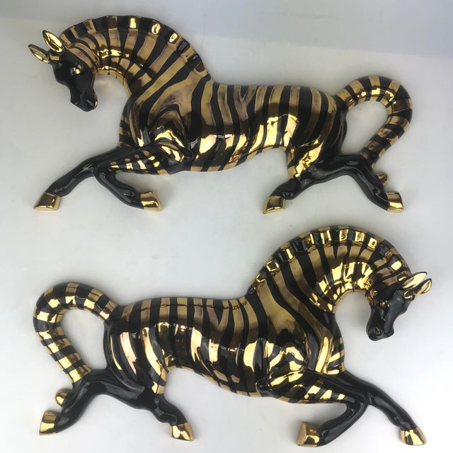 Vintage Deco Black & Gold Zebra Wall Sculpture a Pair Chairish