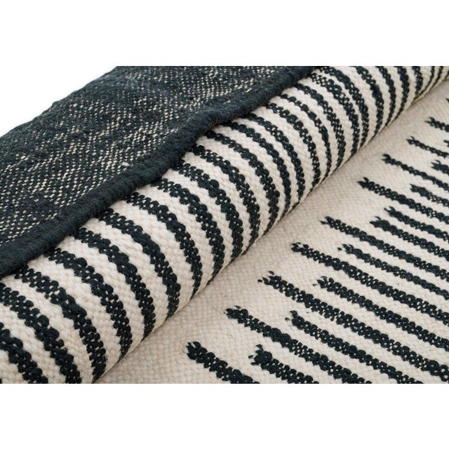 Black Moroccan Flatweave Wool Rug by Azele Studio For Sale - Image 8 of 9