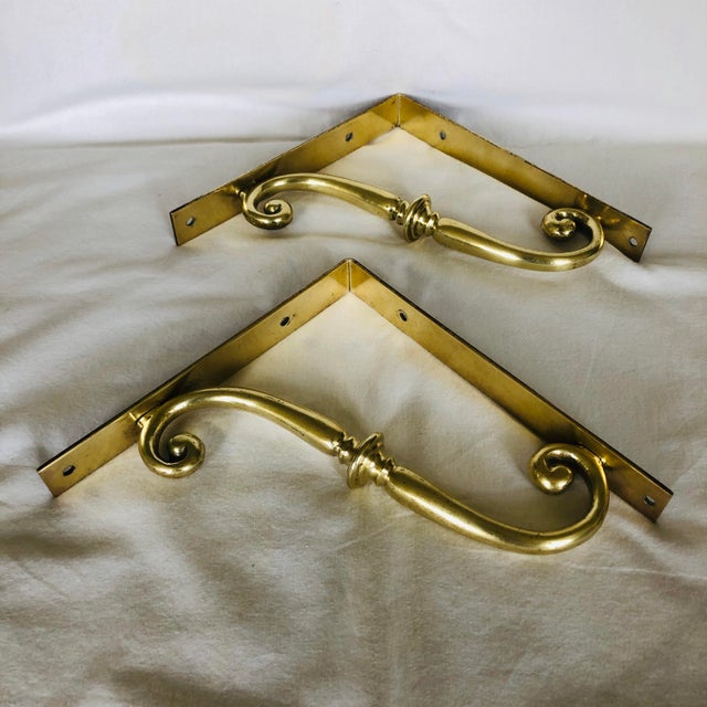 MidCentury Modern Decorative Brass Shelving Brackets a