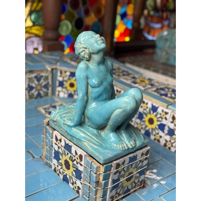 Ceramic Monumental 1920s Malibu Tile Fountain With Rare Gladding, McBean Figural Spitter For Sale - Image 7 of 12