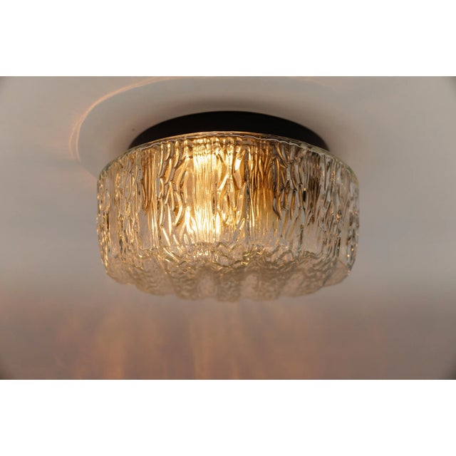 Glass German Round Glass Flush Mount, 1960s For Sale - Image 7 of 9