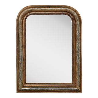 French Louis-Philippe Style 1900s Gilt Wall Mirror with Etched Foliage Motifs For Sale