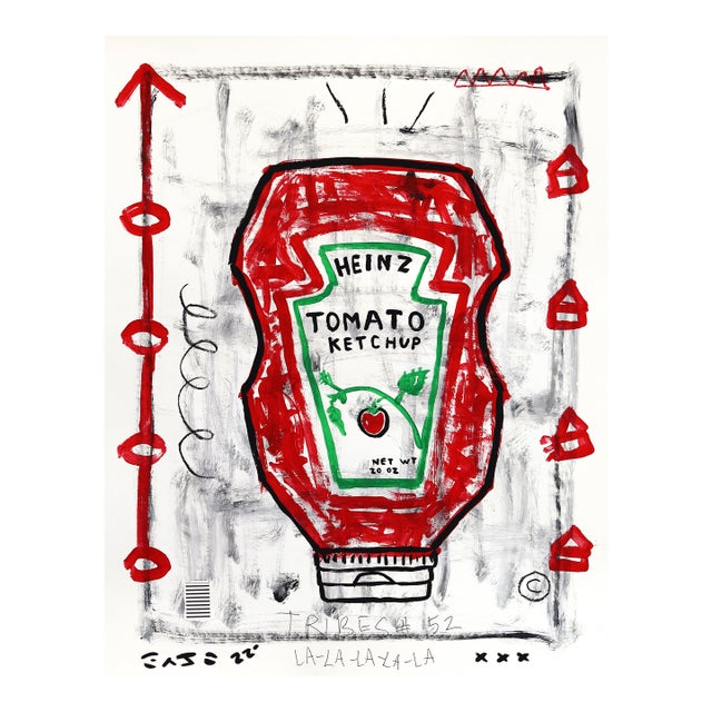 Red Bottle Anthem - Original Pop Art Ketchup Still Life Acrylic Painting on Posterboard by Gary John For Sale