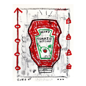 Red Bottle Anthem - Original Pop Art Ketchup Still Life Acrylic Painting on Posterboard by Gary John