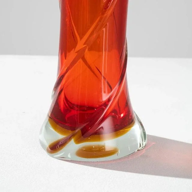 Glass Mid Century Belgian Glass Vase For Sale - Image 7 of 10