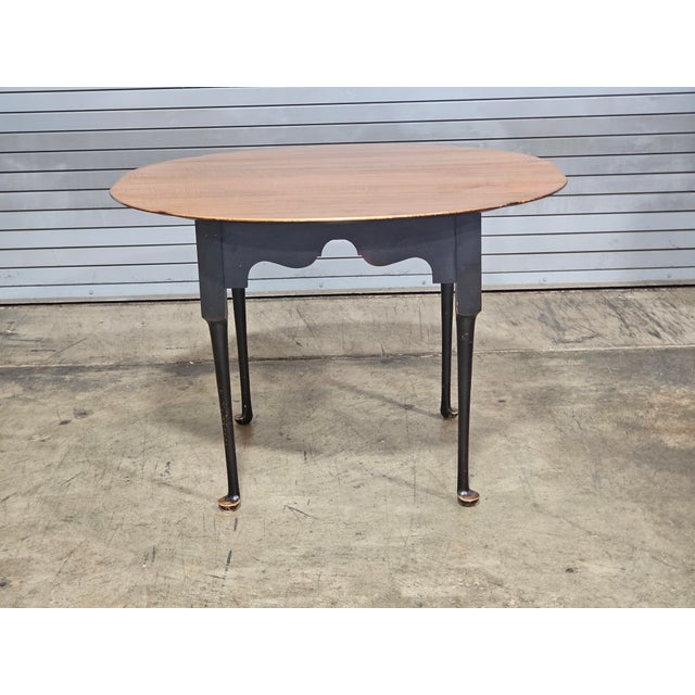 American Late 20th Century Tiger Maple Benchmade Dining Table Breakfast Table Tavern Table Black Base For Sale - Image 3 of 10
