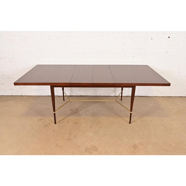 Paul McCobb for Directional Mahogany and Brass Extension Dining Table, Newly Refinished For Sale - Image 15 of 15