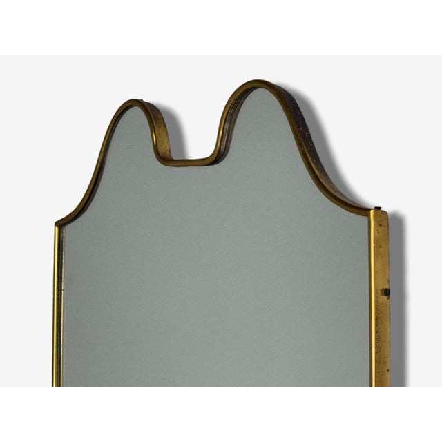 Italian Modern, Brass, Glass, Shield Wall Mirror, Italy, 1950s For Sale In New York - Image 6 of 8