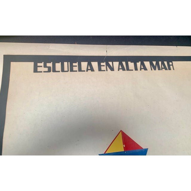 1973 Original Cuban Icaic Silkscreen Poster "Escuela en Alta Mar" by Ñiko For Sale - Image 4 of 7