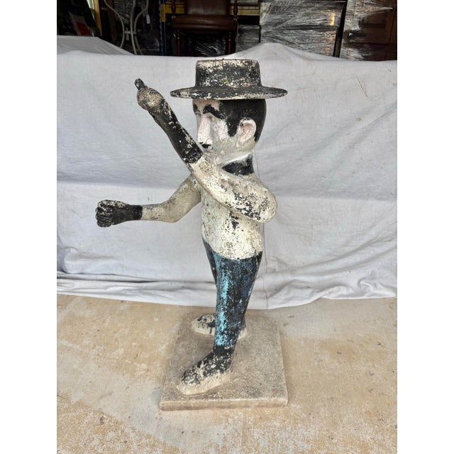 Blue Early 20th Century French Concrete Man Garden Statue For Sale - Image 8 of 12