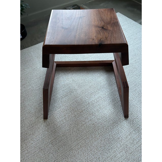 One of a Kind Artisan Made Black Walnut Organic Modern Bench Stool For Sale - Image 11 of 16