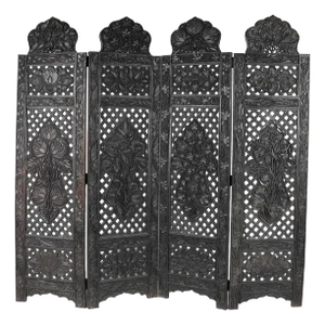 Carved Four Panel Chinese Screen