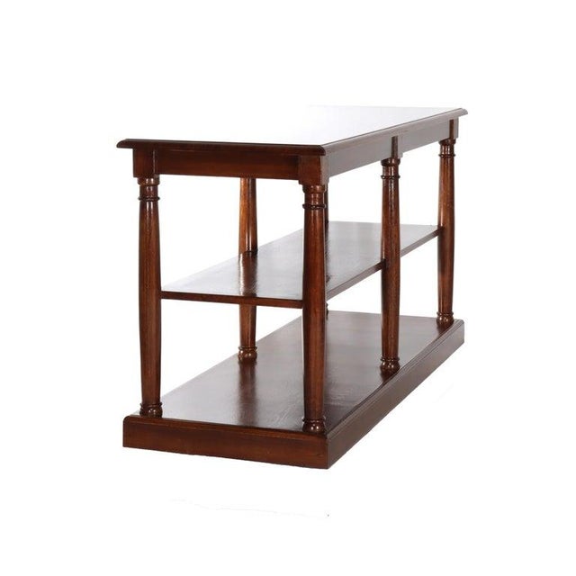 Vintage Classical Oak Long Table With Roman Column-Form Legs & Shelf C1940 For Sale - Image 11 of 18