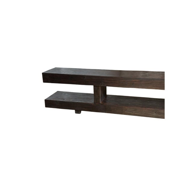 Sculptural Teak Wood Long Bench Stunning Wood Textures, Modern Organic For Sale - Image 9 of 11