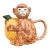 Vintage Majolica Monkey & Citrus Teapot — Sculptural Figural Ceramic, Tropical For Sale