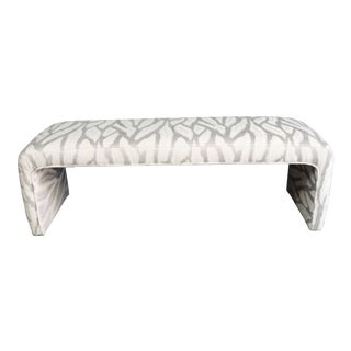 Mid Century Modern Design Waterfall Style Upholstered Bench For Sale