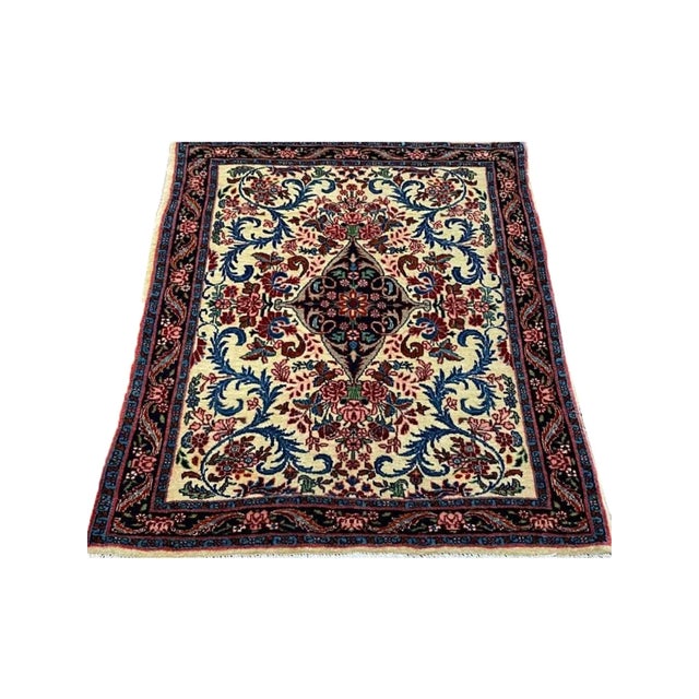 Exact Size: 2'2" x 2'7" Color: Natural Age: Old Materials: Wool Construction: Hand Knotted Origin: Iran
