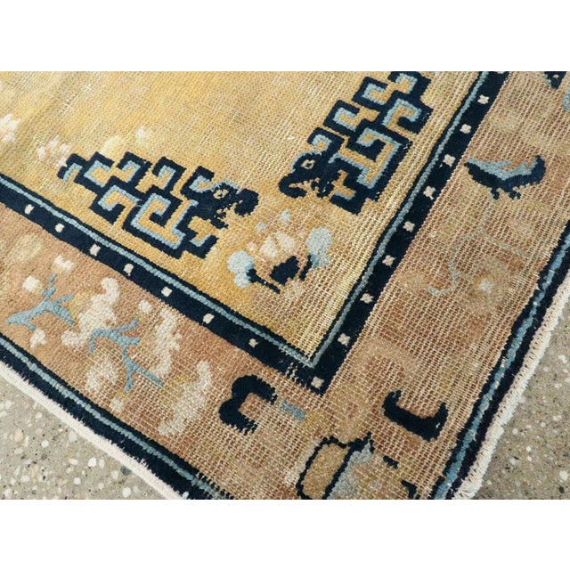 Galerie Shabab Collection Early 20th Century Handmade Chinese Ningxia Square Throw Rug For Sale In New York - Image 6 of 7