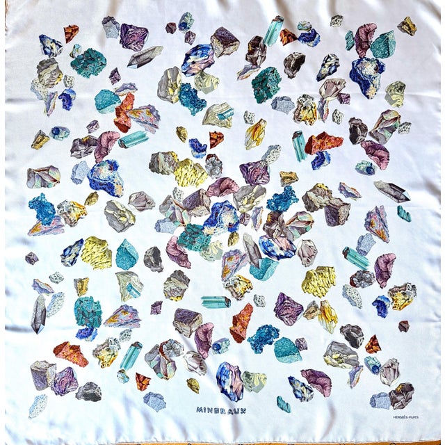 Textile HERMÈS MINÉRAUX Silk Scarf designed by Grygkar Hugo 1984 For Sale - Image 7 of 11
