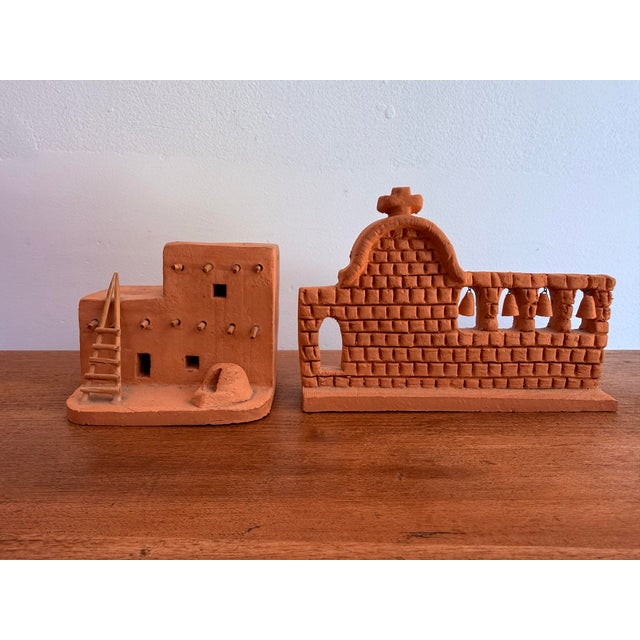 Mid 20th Century Miniature Southwestern Terracotta Adobe Structures, a Pair For Sale - Image 12 of 12