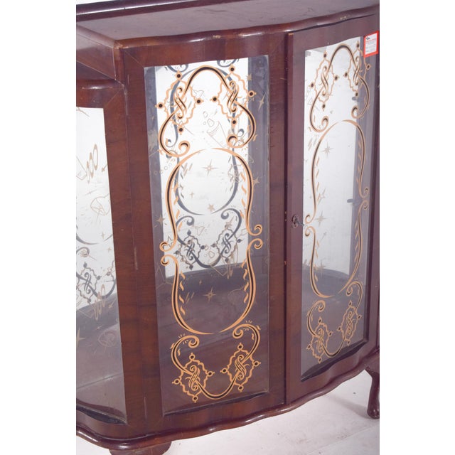 Portuguese Showcase Cabinet with Gold-Plated Glass For Sale - Image 9 of 10