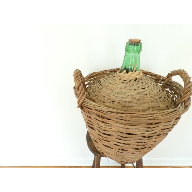 French Vintage Demijohn Damme Jeanne Carboy Large Rattan Bottle For Sale In Chicago - Image 6 of 7